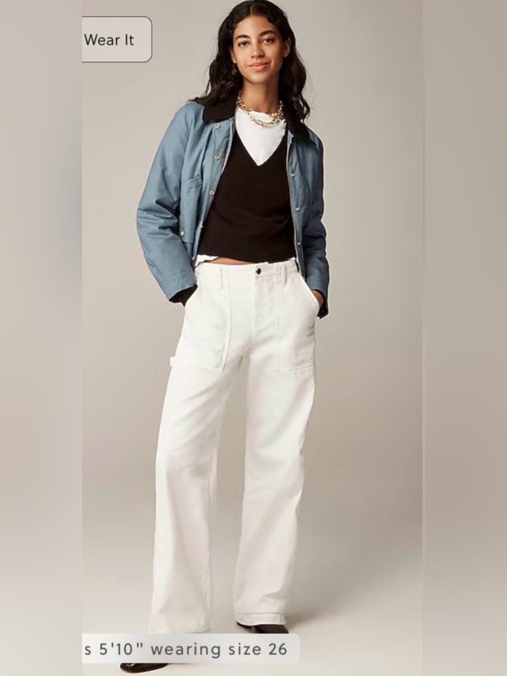 J.Crew x Point Sur wide-leg carpenter jean in white